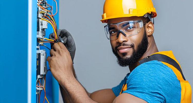 Électricien au travail